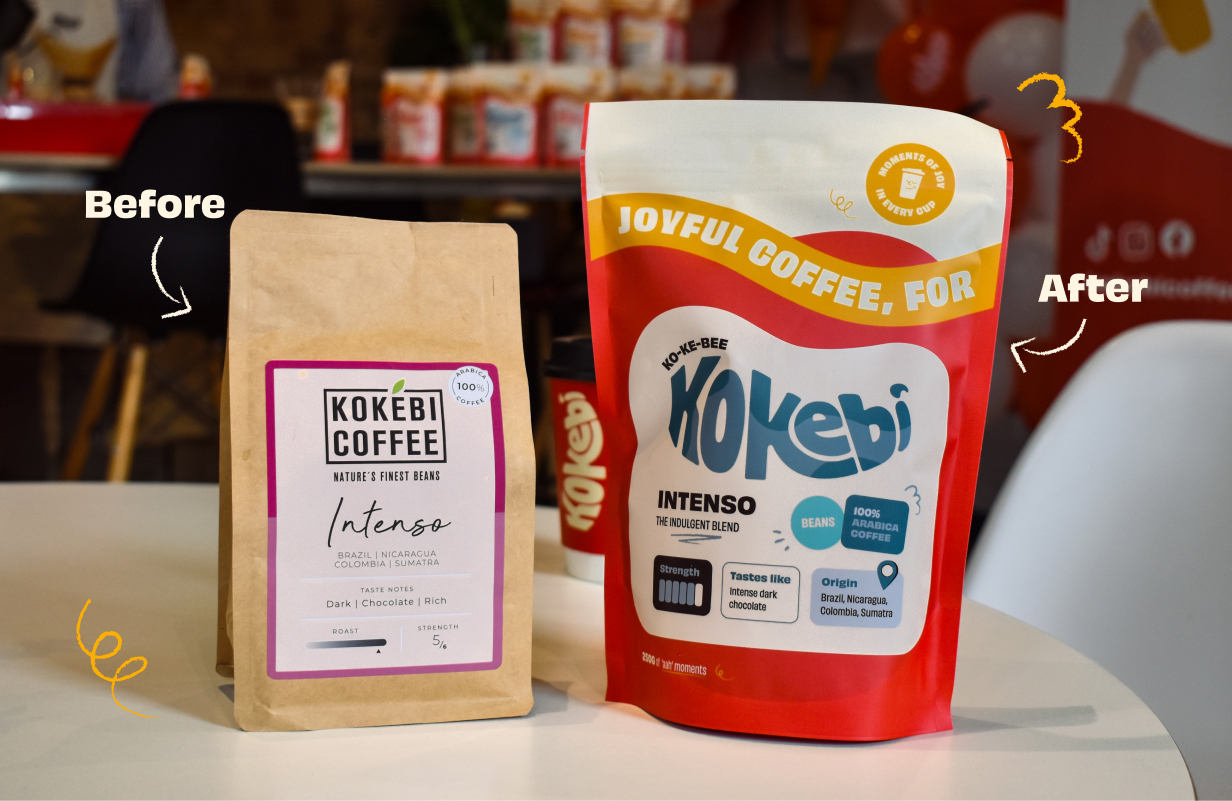 Kokebi packaging before and after
